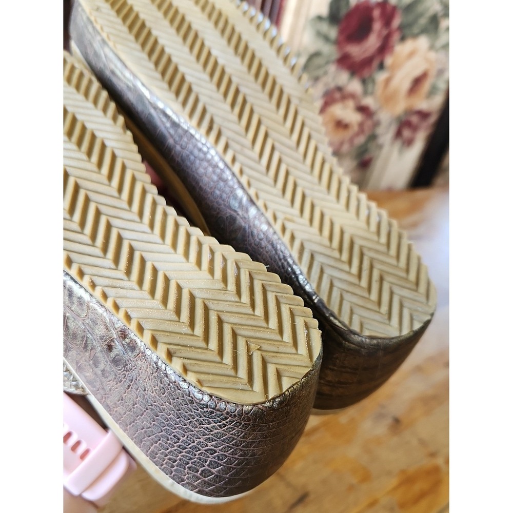 Volatile Croc Embossed Metallic Wedge Thong Flip Flop Platform Sandals Size 7 - Picture 12 of 16